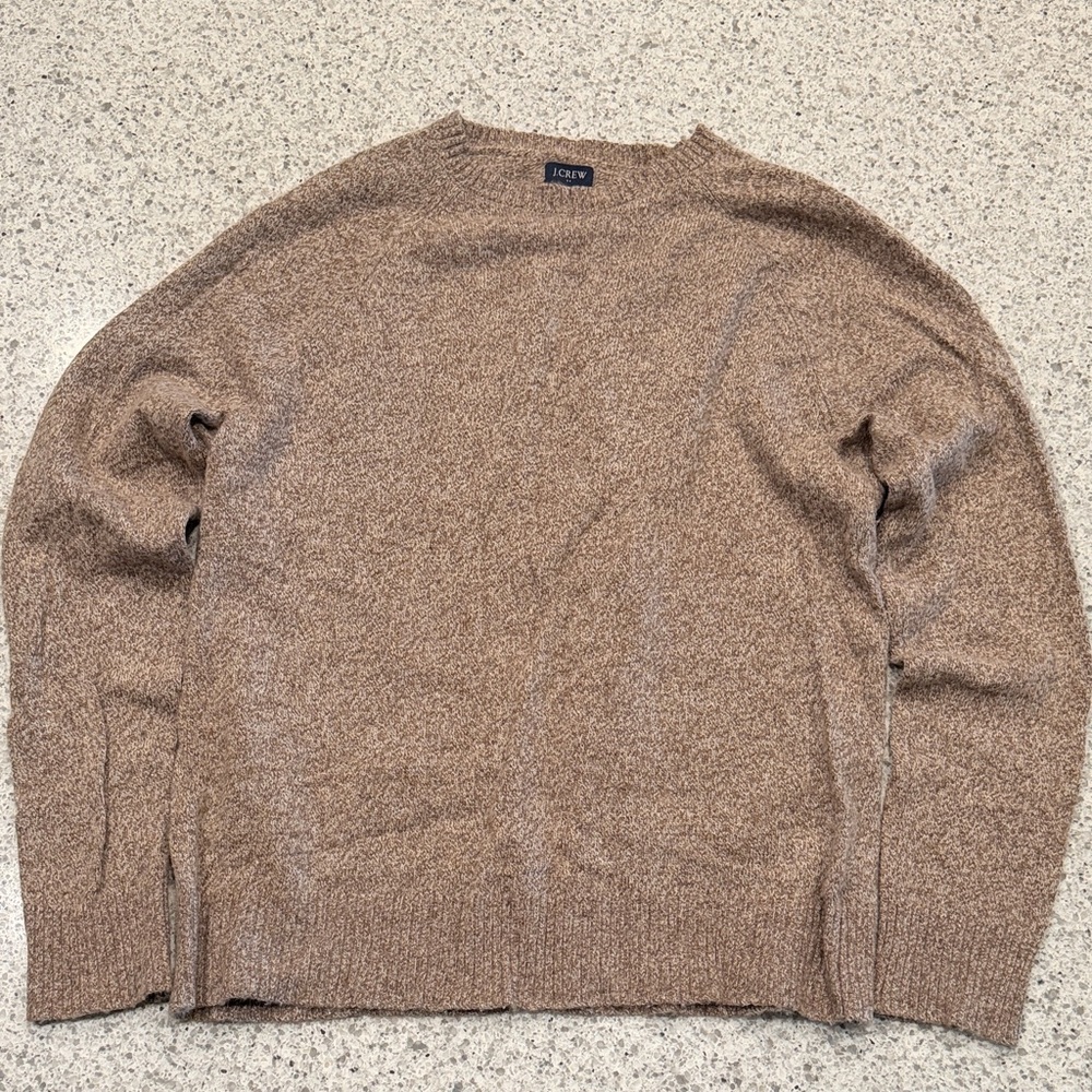 J. Crew Factory Men's Large Tan Crewneck Lambswool Blend Knit Sweater